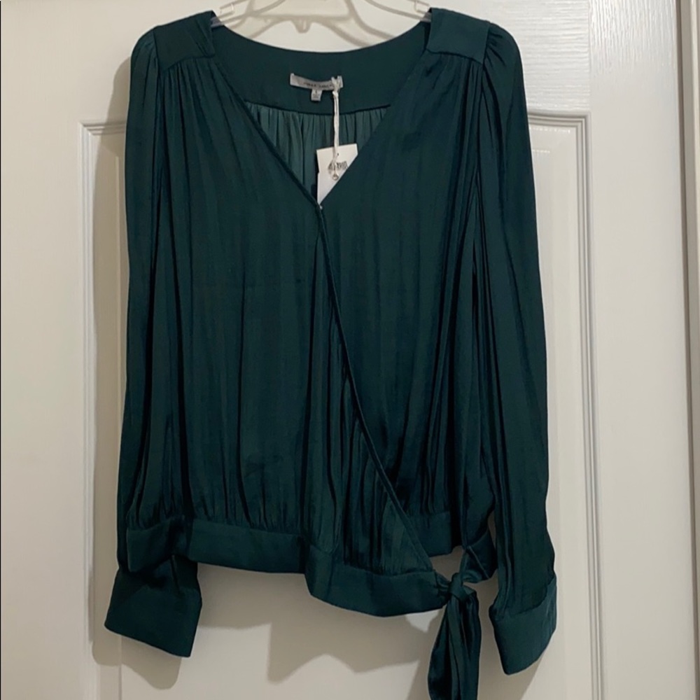 Pretty green wrap tie blouse